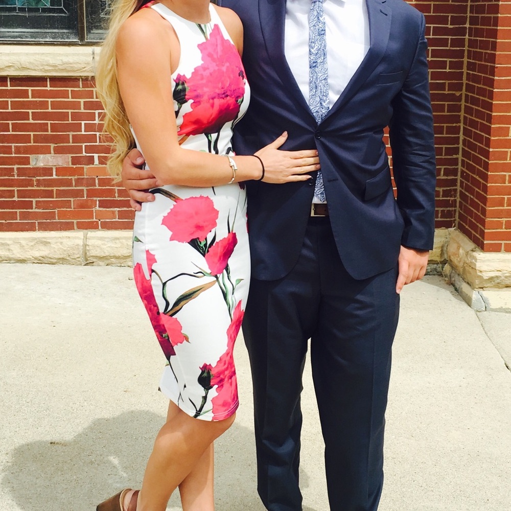 Floral high neck dress